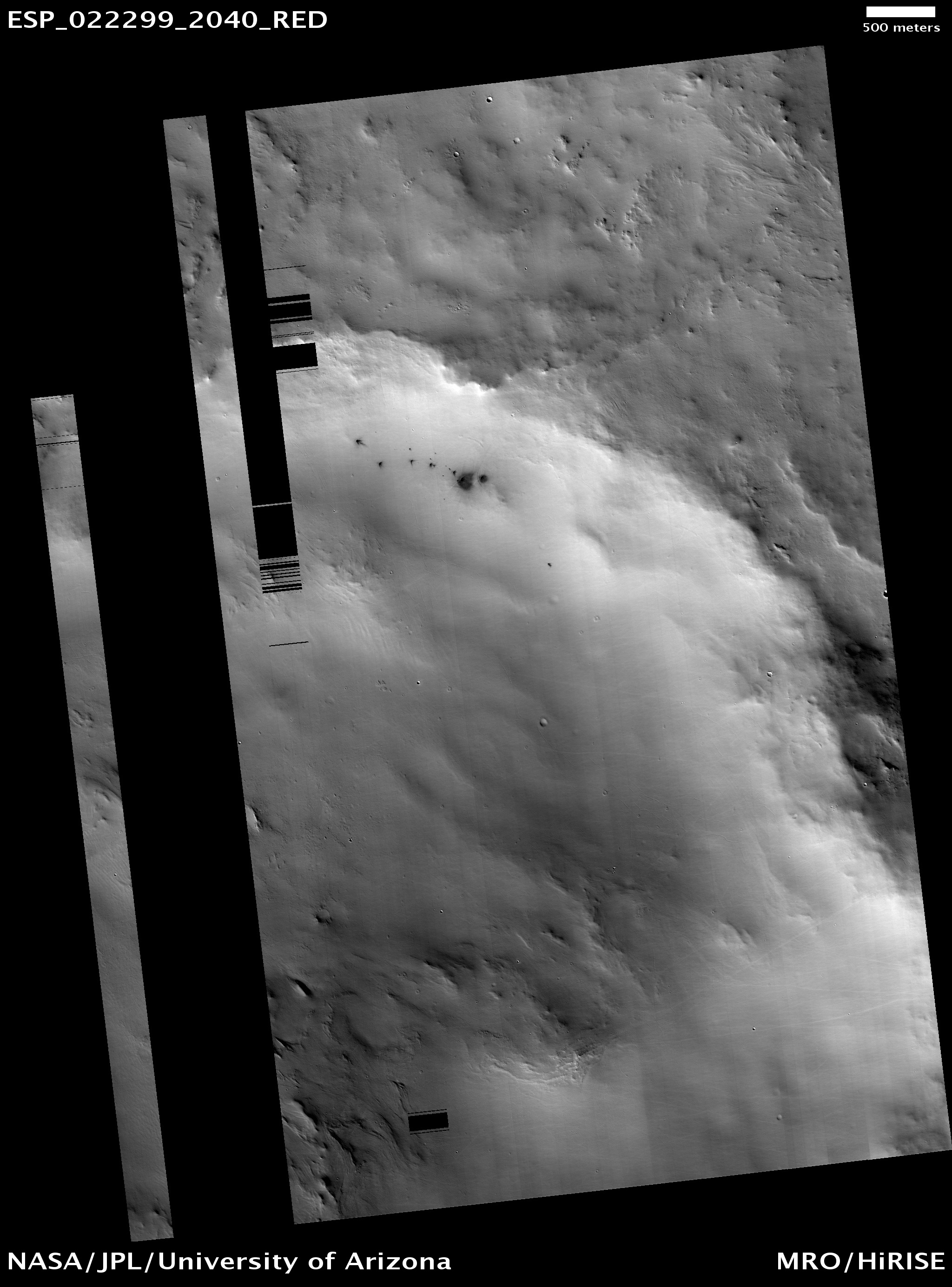 Recent cratering on Mars (HiRise camera, U Arizona)