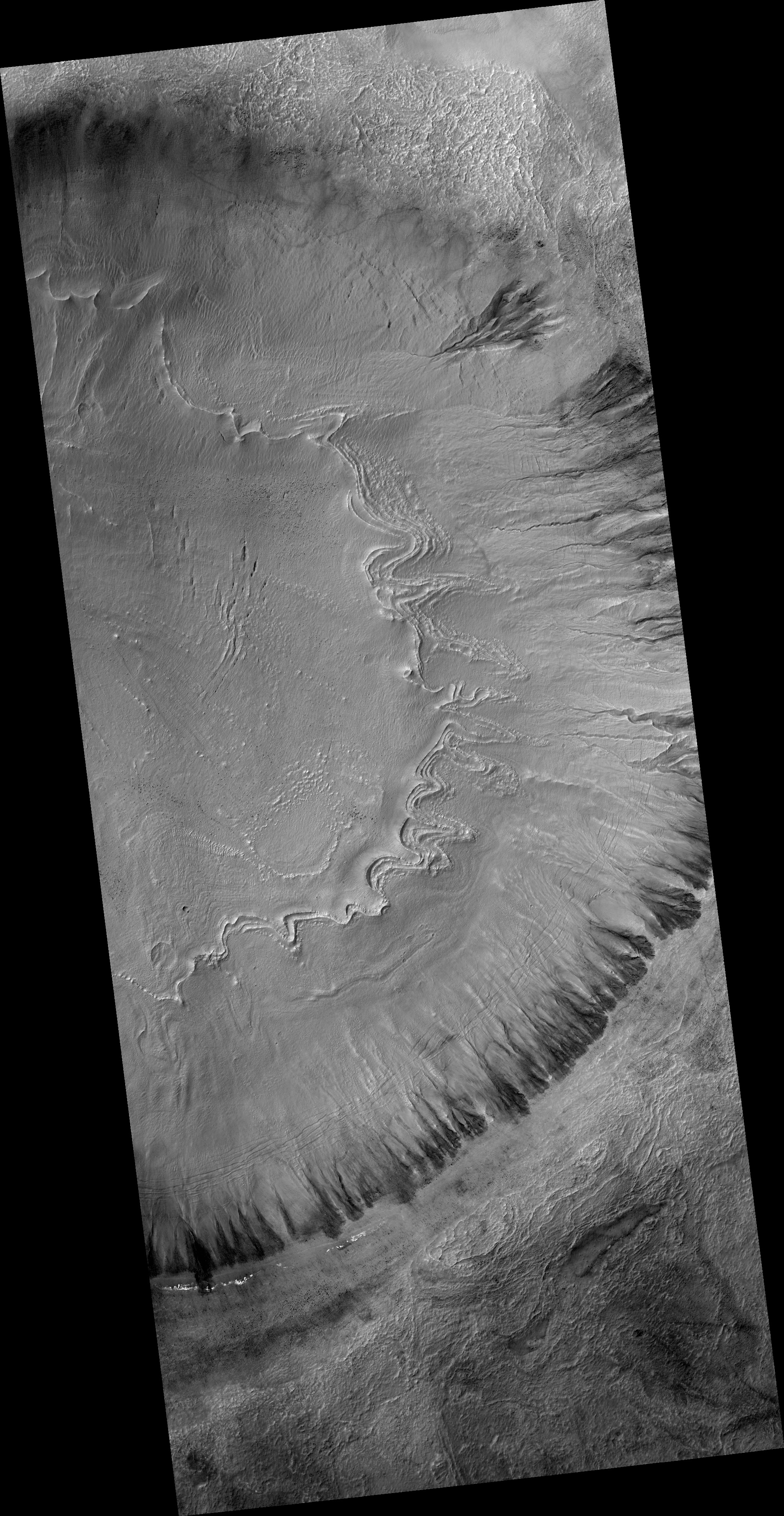 HiRISE | Gullies and Curved Ridges at the Base of Crater Walls (ESP ...