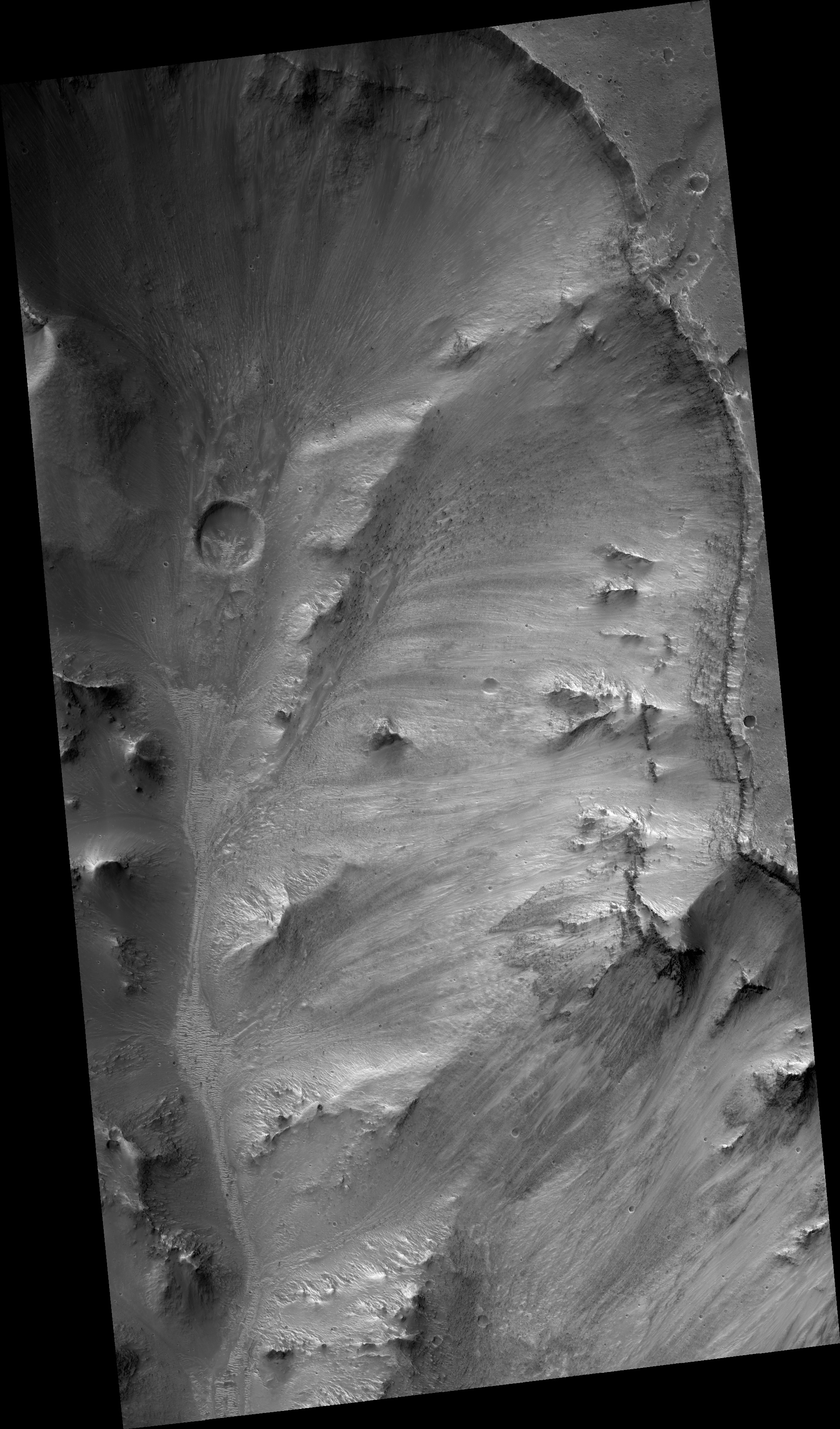 HiRISE | Ganges Chasma Wall at Edge of Innsbruck Crater (ESP_060319_1730)